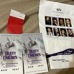 Death of a Unicorn Premiere BUNDLE Jenna Ortega Both Ticket 3/11/25 + bracelet